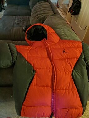 Jordan Kids Red and Black Puffer Jacket with Hood